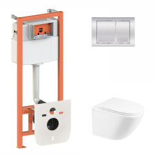 Qtap Інсталяція для унітазу 4 в 1 Nest + унітаз із сидінням Robin Ultra Quiet, з панеллю змиву (QT1333046EUQW45142)