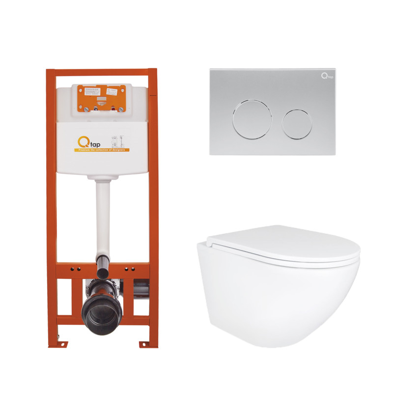 Qtap Інсталяція для унітазу 4 в 1 Nest + унітаз із сидінням Robin Ultra Quiet, з панеллю змиву (QT1333046EUQW45145)