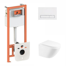 Qtap Інсталяція для унітазу 4 в 1 Nest + унітаз із сидінням Robin Ultra Quiet, з панеллю змиву (QT1333046EUQW45147)