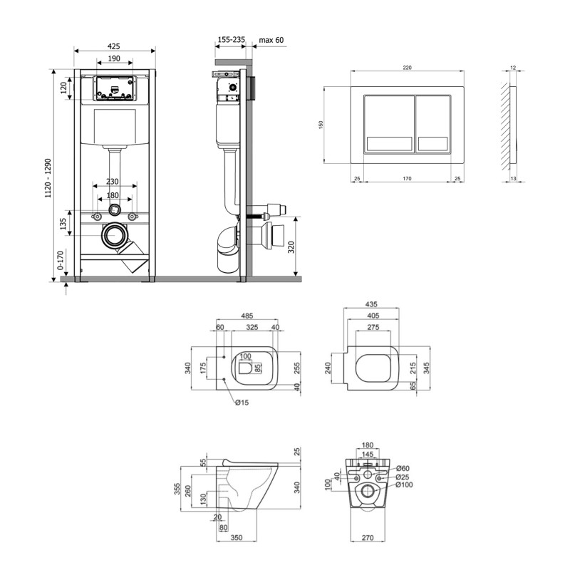 Qtap Інсталяція для унітазу 4 в 1 Nest + унітаз із сидінням Tern Ultra Quiet, з панеллю змиву (QT1733052EUQW45156)