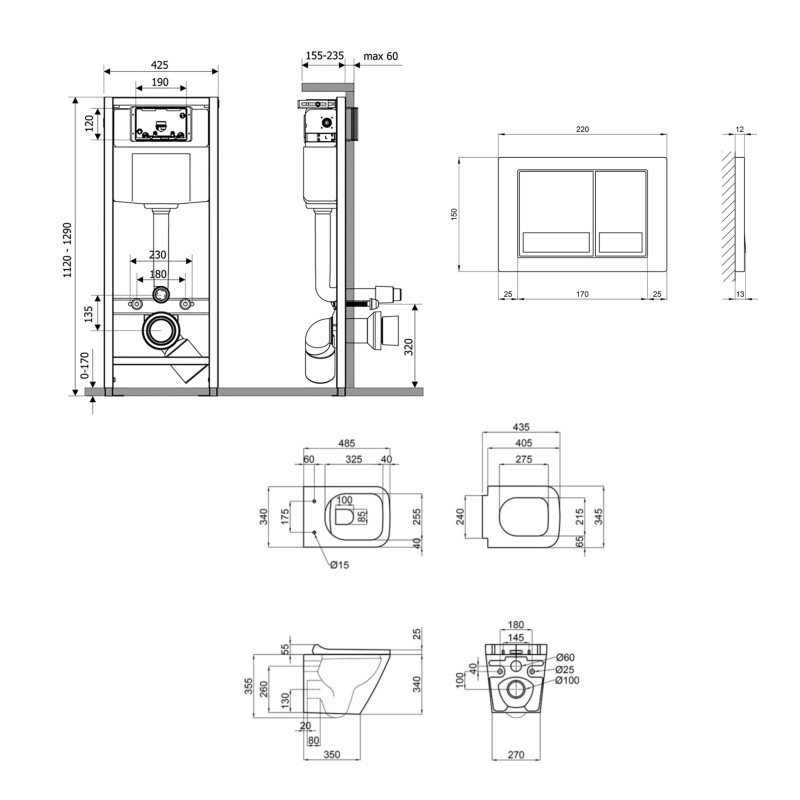 Qtap Інсталяція для унітазу 4 в 1 Nest + унітаз із сидінням Tern Ultra Quiet, з панеллю змиву (QT1733052EUQW45157)