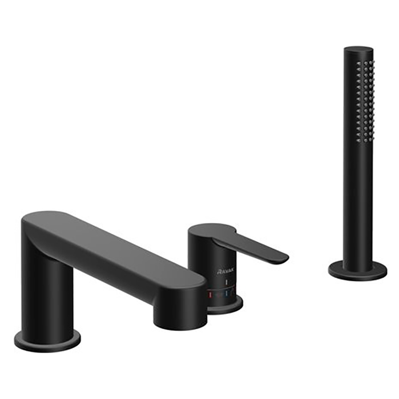 Ravak Змішувач PURI ванна, 3 отв, врізний, чорний (PU 026.20) (X070186)