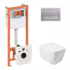 Qtap Інсталяція для унітазу 3 в 1 Nest + унітаз з сидінням, з панеллю змиву (QT05335170W0133M425M06029SAT)