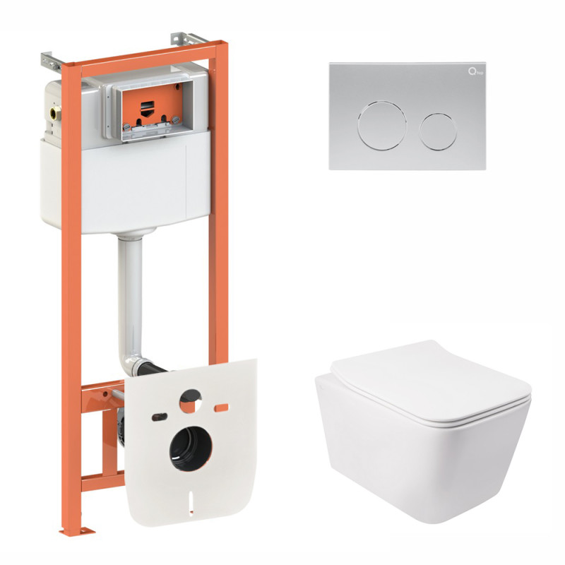 Qtap Інсталяція для унітазу 3 в 1 Nest + унітаз з сидінням, з панеллю змиву (QT05335170W0133M425M11111SAT)