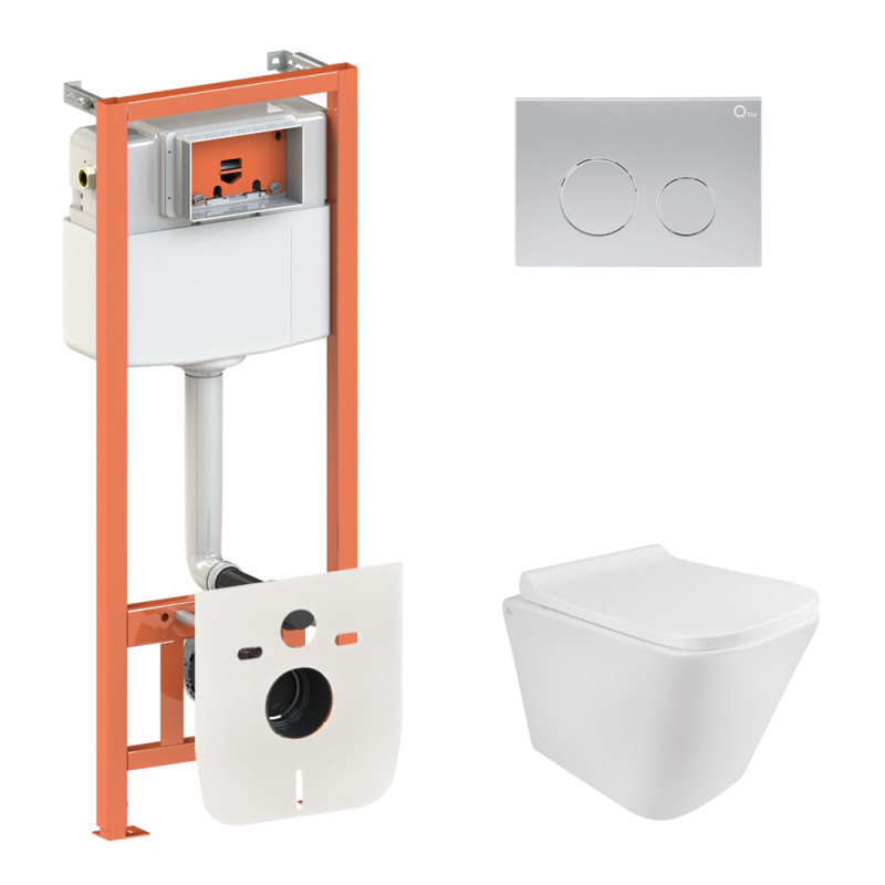 Qtap Інсталяція для унітазу 3 в 1 Nest + унітаз з сидінням, з панеллю змиву (QT1733052ERW0133M425M11111SAT)