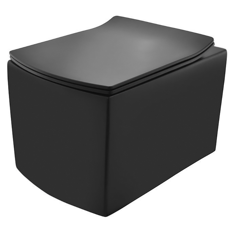 JAGUAR Чаша підвісного унітазу KUBIX, rimless+сидіння дюропласт slim, пов. пад чорний (KUS-BLM-35953BIUFSM)