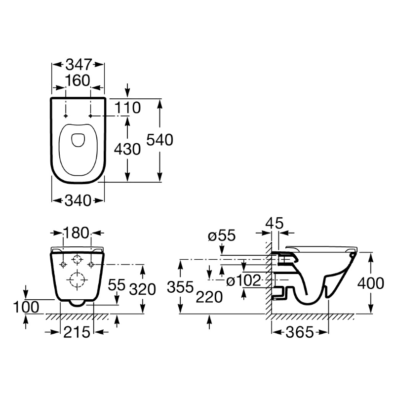 ROCA GAP Rimless подвесной унитаз с сиденьем slow-closing, (A34H47C000)