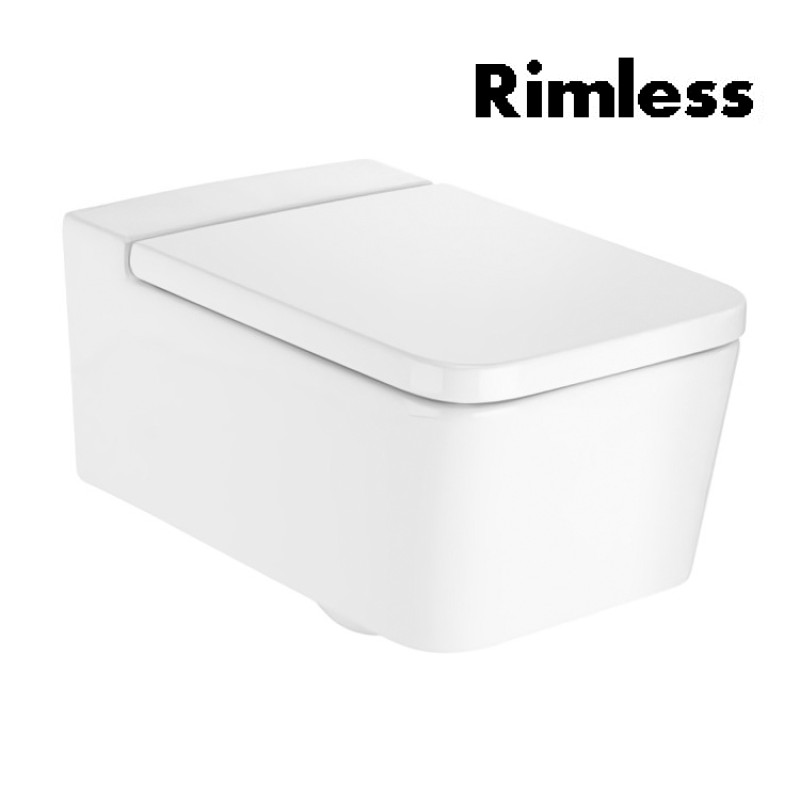 ROCA INSPIRA Square унитаз 370*560*440мм, подвесной, квадратный, Rimless, горизонтальный выпуск, (A346537000)