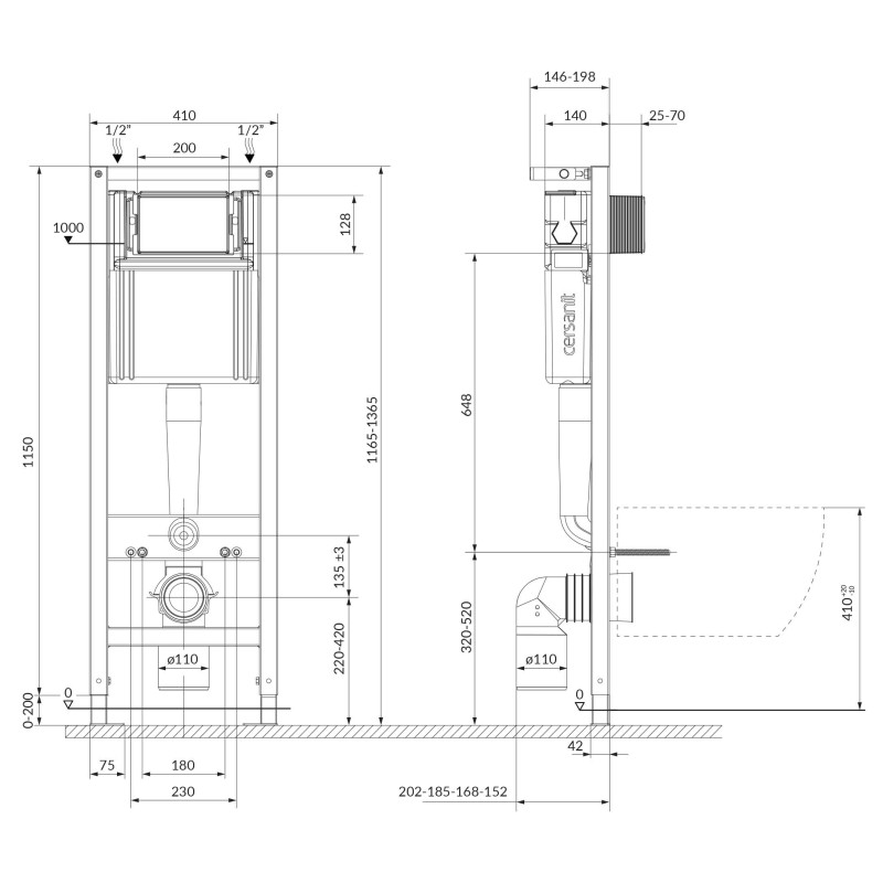Cersanit Набір Інст.с-ма C04 SYSTEM 40 мех.+уніт підв MITO RED 411 +сид поліпроп.+кнопка ENTER 2 біла (S701-788)