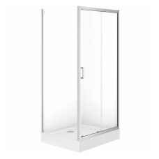 Cersanit Набір В871 душ штора BRASCO 100*80*190 прямок,розсув.дверима, хром,прозоре + підон 100*80*16 з панел (S601-234)