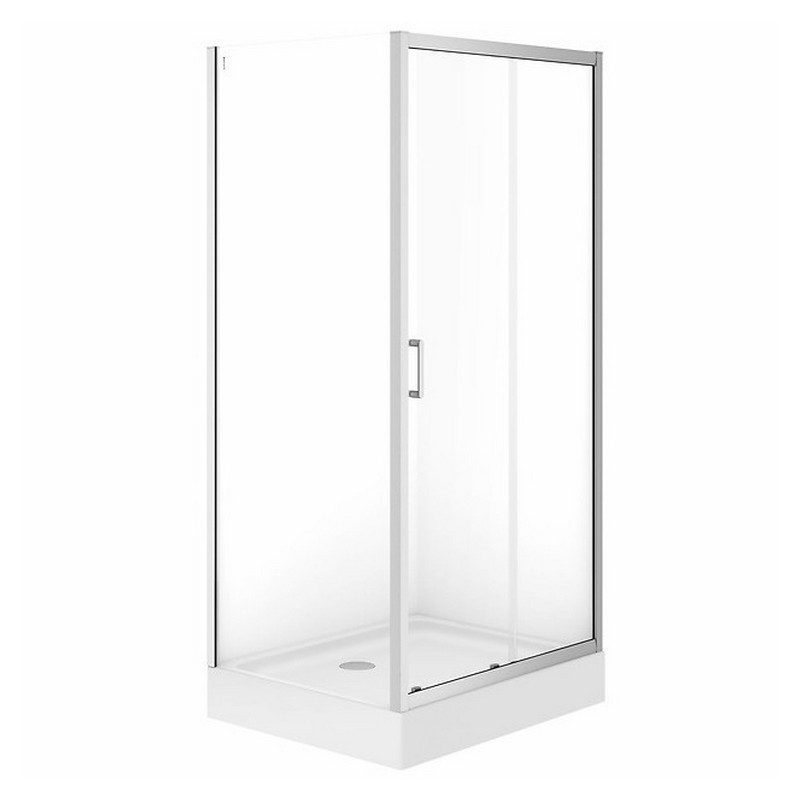 Cersanit Набір В871 душ штора BRASCO 100*80*190 прямок,розсув.дверима, хром,прозоре + підон 100*80*16 з панел (S601-234)