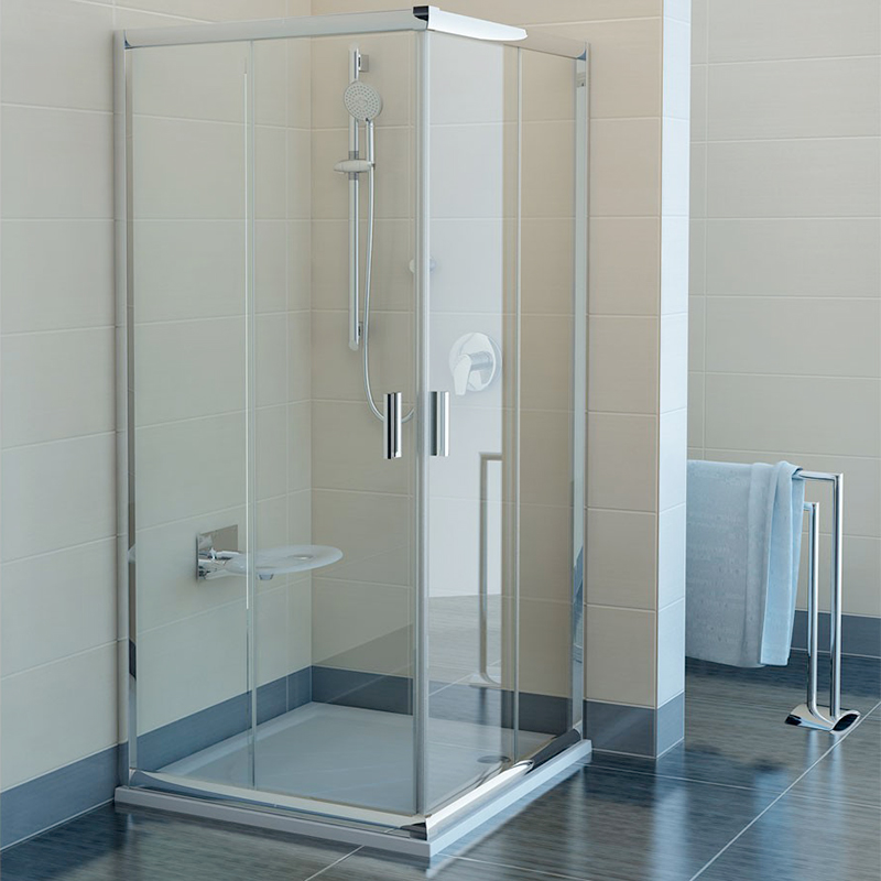 Ravak Душ. штора BLRV 2-90 Транспарент,полір.алюмін, квадрат, скло (1LV70C00Z1)