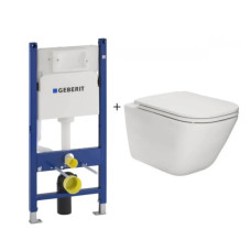 ROCA Комплект: GAP Rimless унiтаз пiдвiсний з сидiнням Slim, slow-closing, Geberit Duofix 458.126, (A34H470000+458.126.00.1)