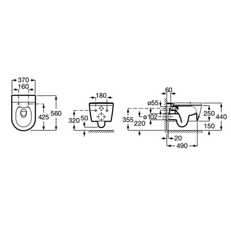 ROCA Унитаз подвесной Rimless без сиденья цвет бежевый (A346527650)