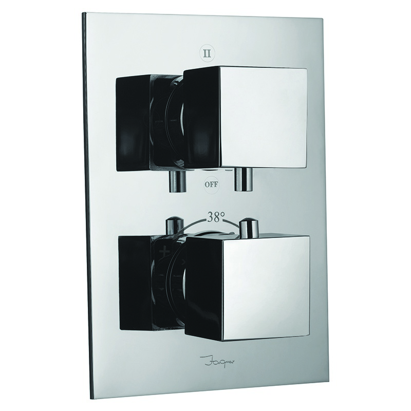 JAGUAR Змішувач KUBIX-F ванна/душ, вбудований, термостат, перем. 3 пол, хром (KUB-CHR-35693)