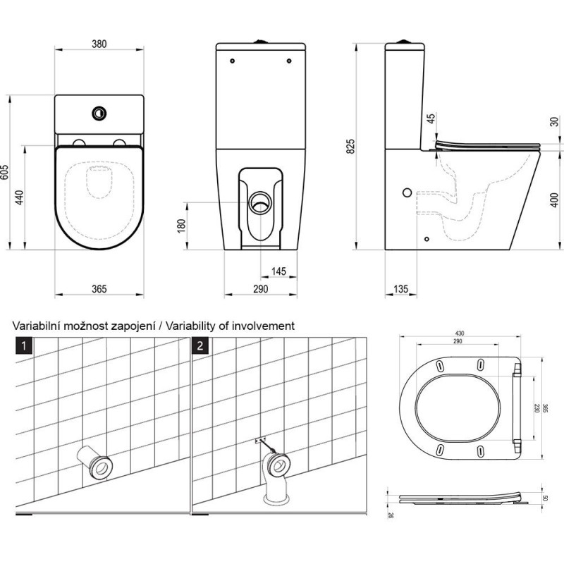 Ravak Унітаз-компакт ELEGANT COMBI RimOf+сидіння (X01872)