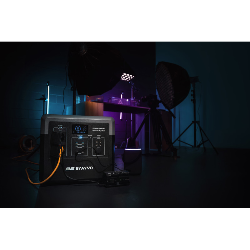 Портативна електростанція 2Е Syayvo 2400 Вт, 2560 Вт/год, WiFi/BT, паралельне підключення, швидка зарядка (2E-PPS24256)