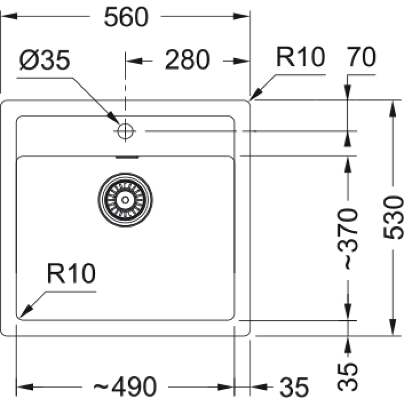 Franke Мийка кухонна Sirius тектонайт, прямокут., без крила, 560х530х200мм, чаша - 1, врізна, бежевий (1430691532)