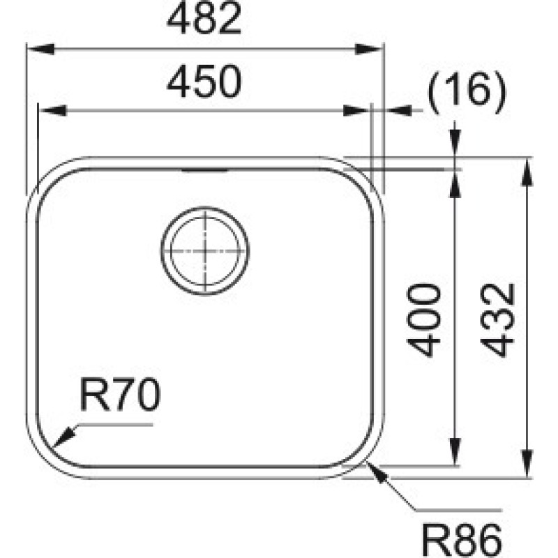 Franke Мийка кухонна Smart, нерж.сталь, прямокутник, без крила, 480х450мм, чаша - 1, накладна, SRX 110-45, нерж поліров. (1220739592)