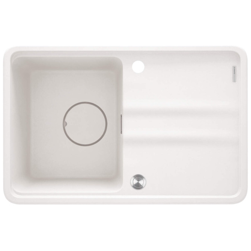 Deante Мийка кухонна Momi, граніт, прямокут., з крилом, 670х440х230мм, чаша - 1, врізна, алебастр + кухонна дошка (ZKM_A11A)