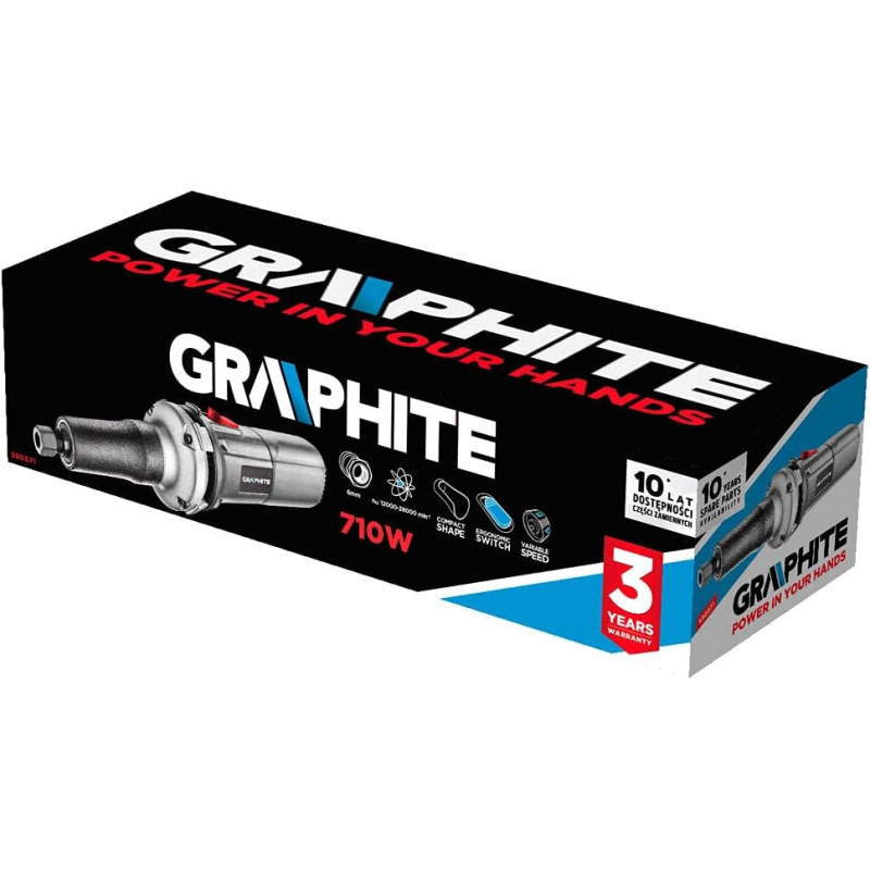 Graphite Шліфмашина пряма 710Вт 12000-28000об·хв 2кг (59G071)