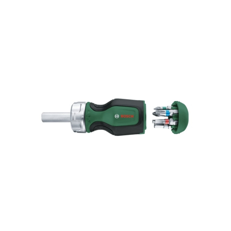BOSCH Викрутка з тріскачкою, 6 насадок, руків'я TPR (PZ1,PZ2,PH2,SL4,TX25,HEX5), 111мм, сталь CrV (1600A032UZ)