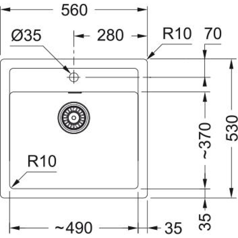 Franke Мийка кухонна Sirius тектонайт, прямокут., без крила, 560х530х200мм, чаша - 1, врізна, сірий граніт (1430691531)