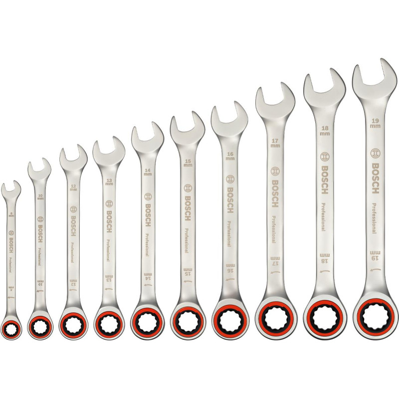 BOSCH Ключі комбіновані , набір 10шт, 6-19мм (1600A02AU0)