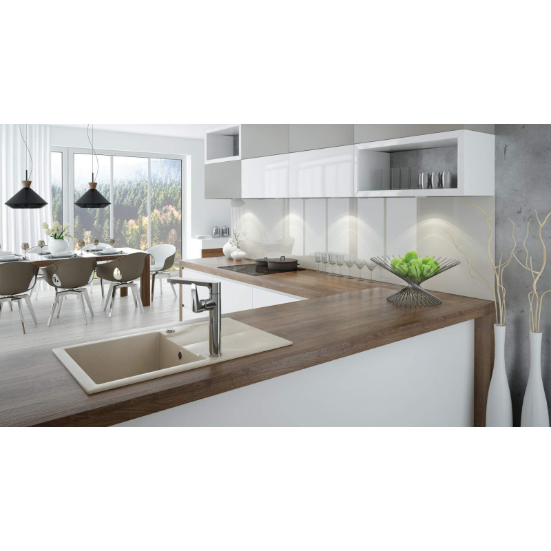 Deante Мийка кухонна Andante, граніт, прямокутник, з крилом, 780х490х194мм, чаша - 1, накладна, бежевий (ZQN_5113)