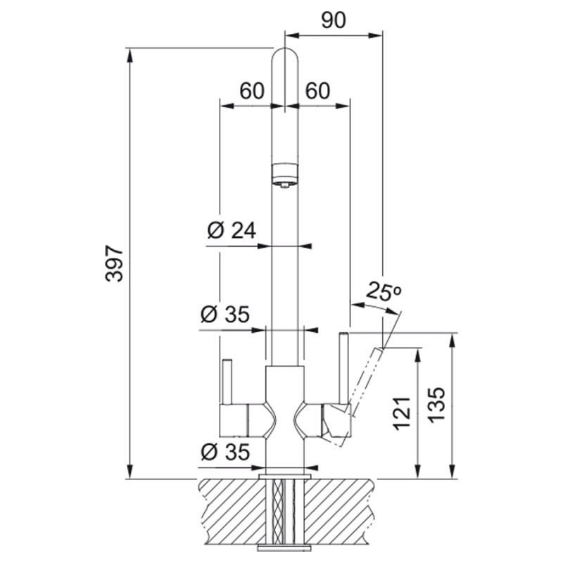 Franke Змішувач для кухні Lina Clear Water, довж.виливу - 272 мм, поворотний, 1+1 фільтр, хром (1200703742)