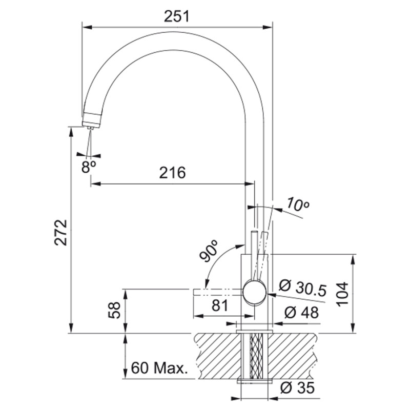 Franke Змішувач для кухні Lina Clear Water, довж.виливу - 272 мм, поворотний, 1+1 фільтр, хром (1200703742)