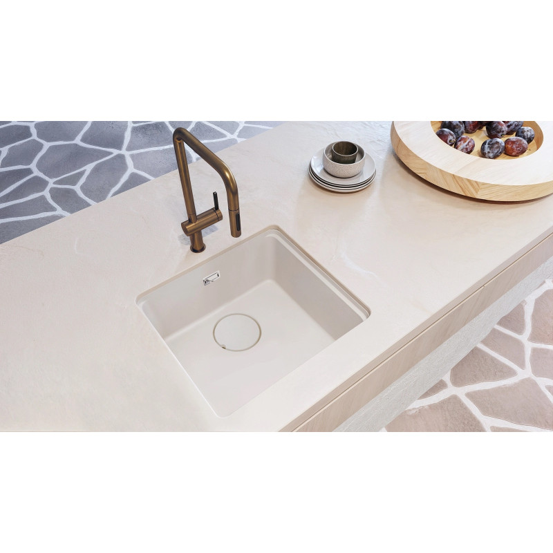 Deante Мийка кухонна Momi, граніт, квадрат, без крила, 500х440х230мм, чаша - 1, універсальна, алебастр + кухонна дошка (ZKM_A10A)