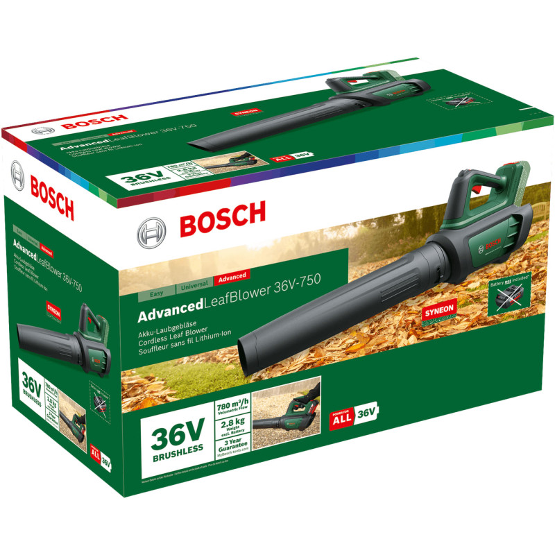 BOSCH Повітродув садовий акумуляторний AdvancedLeafBlower 36V-750 200км/год 2.8кг без АКБ і ЗП (06008C6001)
