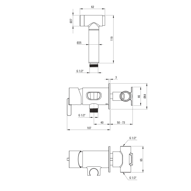 Deante Змішувач для біде Silia, з гігєнічним душем, титан (BQS_D34M)