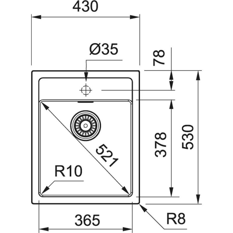 Franke Мийка кухонна Sirius тектонайт, прямокут., без крила, 430х530х200мм, чаша - 1, врізна, бежевий (1430671748)
