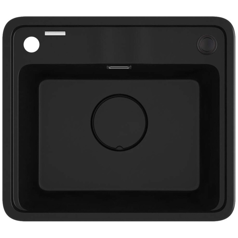 Deante Мийка кухонна Momi, граніт, квадрат, без крила, 500х440х230мм, чаша - 1, врізна, чорний матовий + кухонна дошка (ZKM_N103)