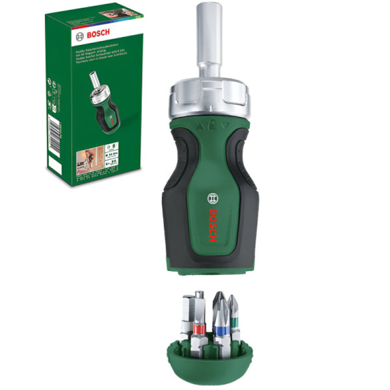 BOSCH Викрутка з тріскачкою, 6 насадок (1600A027PK)