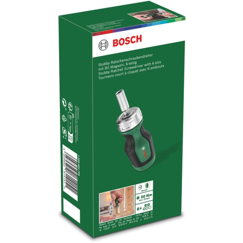 BOSCH Викрутка з тріскачкою, 6 насадок (1600A027PK)