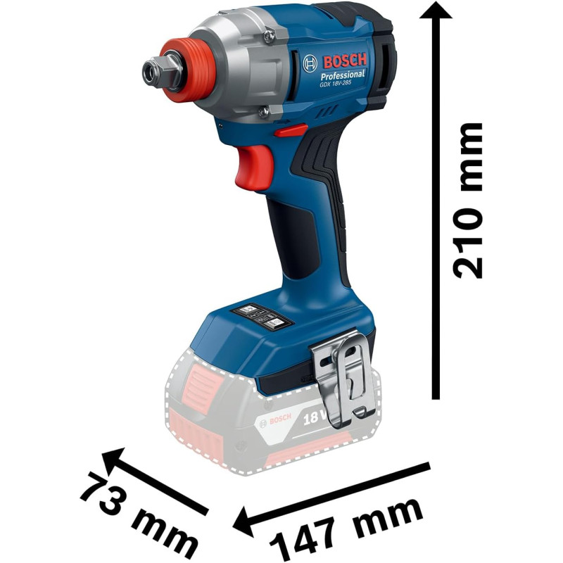 BOSCH Гайковерт ударний GDX 18V-285 18В до 3600об·хв 285Нм квадрат 1/2" ЗП 1.1кг (06019N2120)