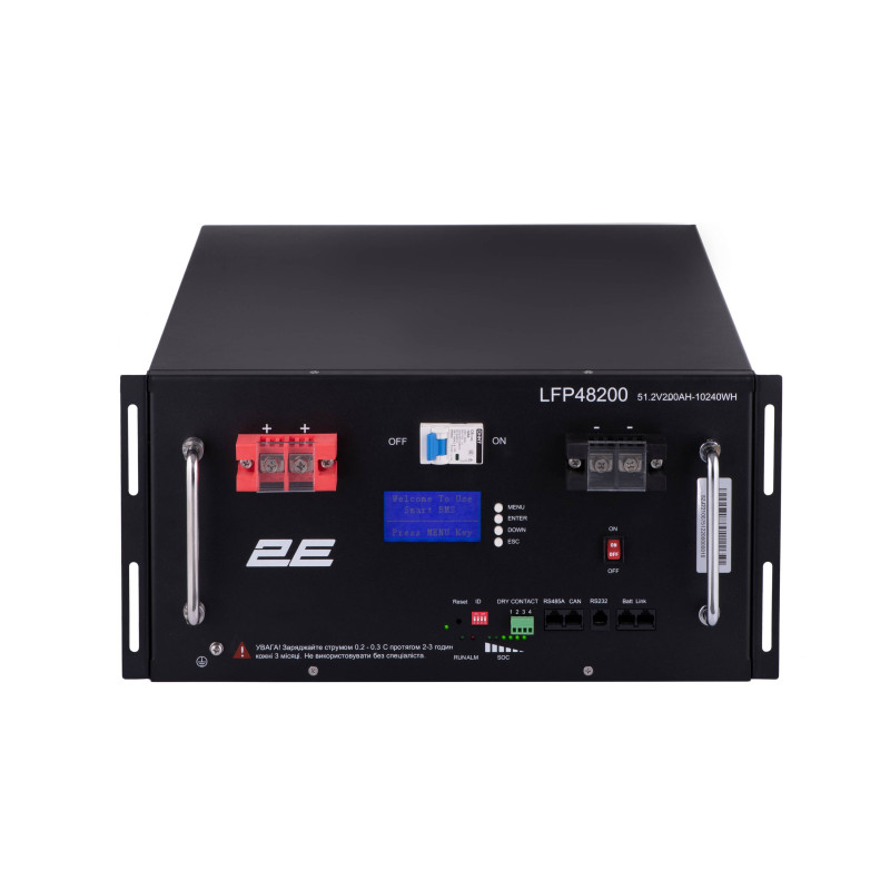 Акумуляторна батарея 2E LFP48, 48В, 200А•год, 19" LCD 16S (2E-LFP48200-LCD)