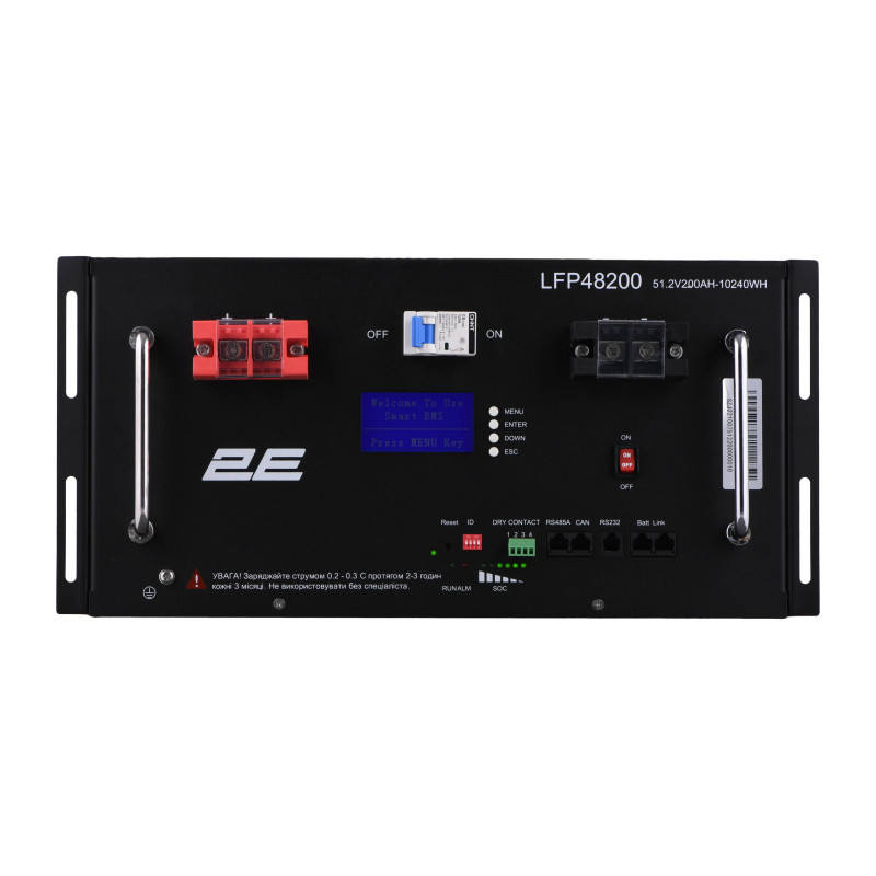 Акумуляторна батарея 2E LFP48, 48В, 200А•год, 19" LCD 16S (2E-LFP48200-LCD)