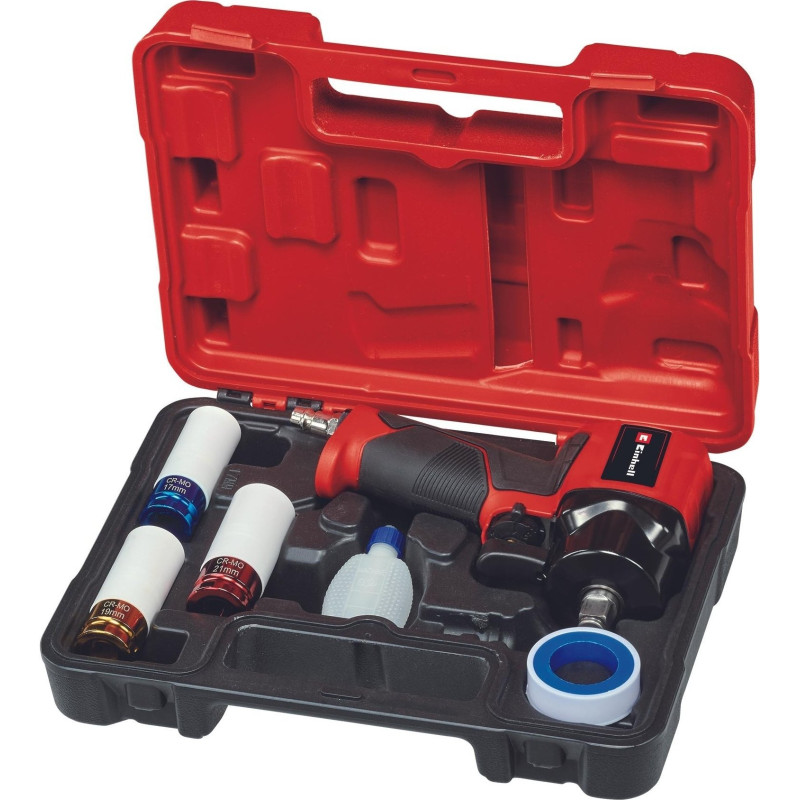 Einhell Гайковерт пневматичний TC-PW 610 Compact, 610Нм, 6.3бар, 142л/хв, М14, 3 головки, кейс, 1.14кг (4138965)