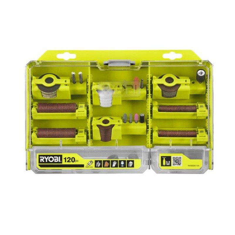 Комплект приладдя Ryobi RAR800K-120 1/8" для міні дриля гравера реноватора 120шт кейс (5132005872)