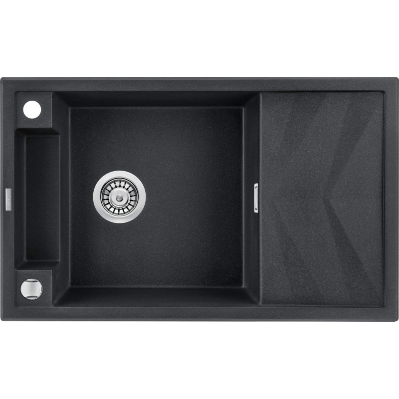 Deante Мийка кухонна Magnetic, граніт, прямокутник, з крилом, 820х500х219мм, чаша - 1, накладна, металічний графіт (ZRM_G113)