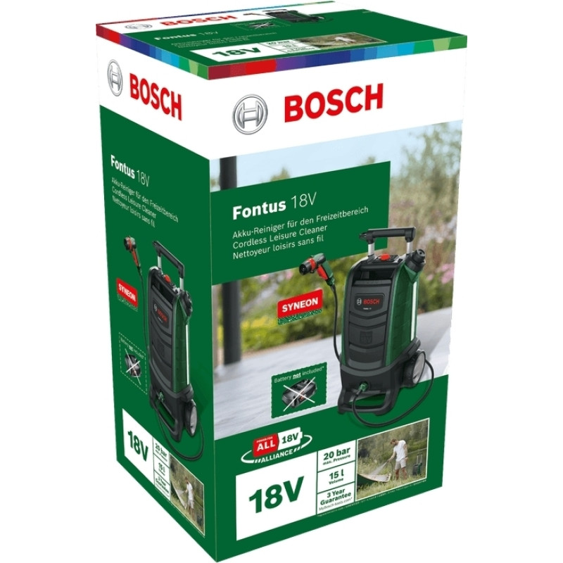 BOSCH Мінімийка акумуляторна Fontus 18V 18В20бар 386л/год 7.5кг без АКБ і ЗП (06008B6102)