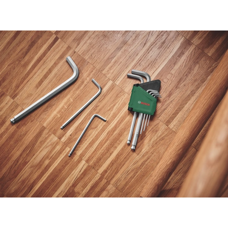 BOSCH Ключі шестигранні , набір 9шт, кулястий наконечник, 1.5-10мм, CrV (1600A032V1)