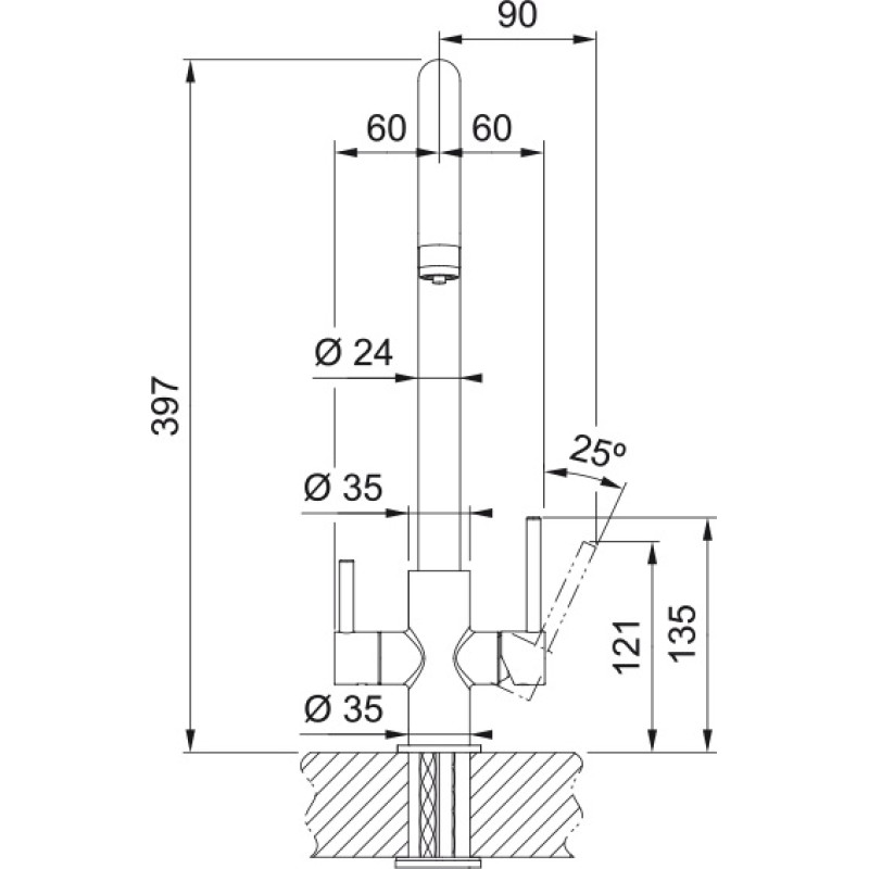 Franke Змішувач для кухні Lina Clear Water, довж.виливу - 272 мм, поворотний, 1+1 фільтр, хром (1600702660)