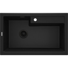 Deante Мийка кухонная Eridan, граніт, прямокутник, без крила, 800х500х214мм, чаша - 1, врізна, графіт металік (ZQE_G10B)