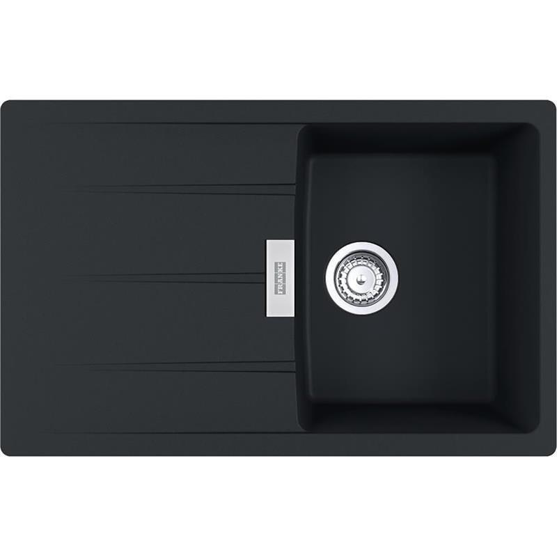 Franke Мийка кухонна Centro, фраграніт, прямокутник, з крилом, 780х500х200мм, чаша - 1, накладна, CNG 611-78, чорний матовий (1140701810)