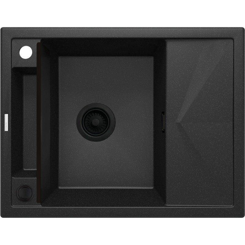 Deante Мийка кухонна Magnetic, граніт, прямокут., з крилом, 640х500х219мм, чаша - 1, врізна, металічний графіт (ZRM_G11A)